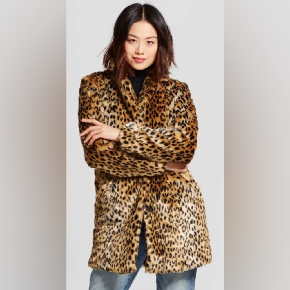 a new day Faux Fur Leopard Teddy Jacket